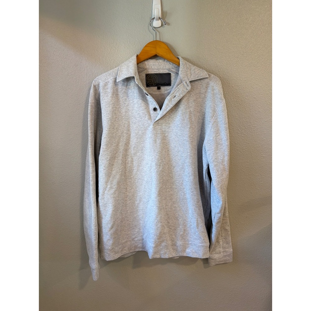Straight Down Polo Shirt Mens Large Grey Long Sleeve Cotton Blend‎ Golf Casual